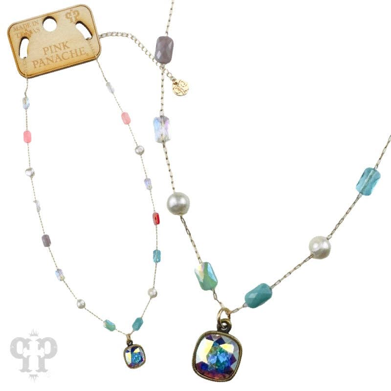 Multi-color bead necklace, Austrian crystal