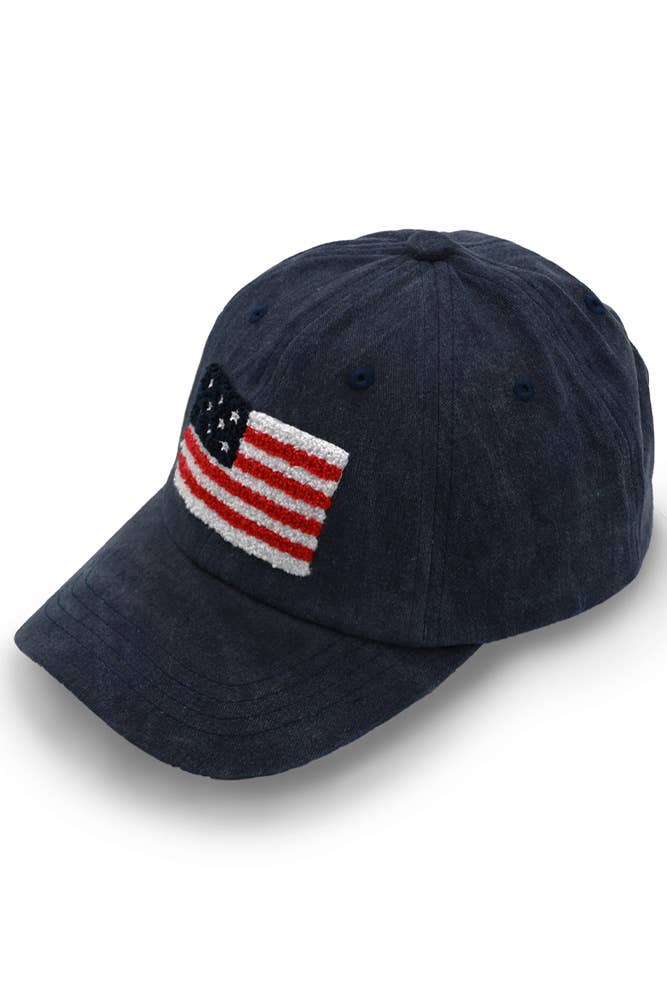 American Flag Chenille Patch Baseball Cap