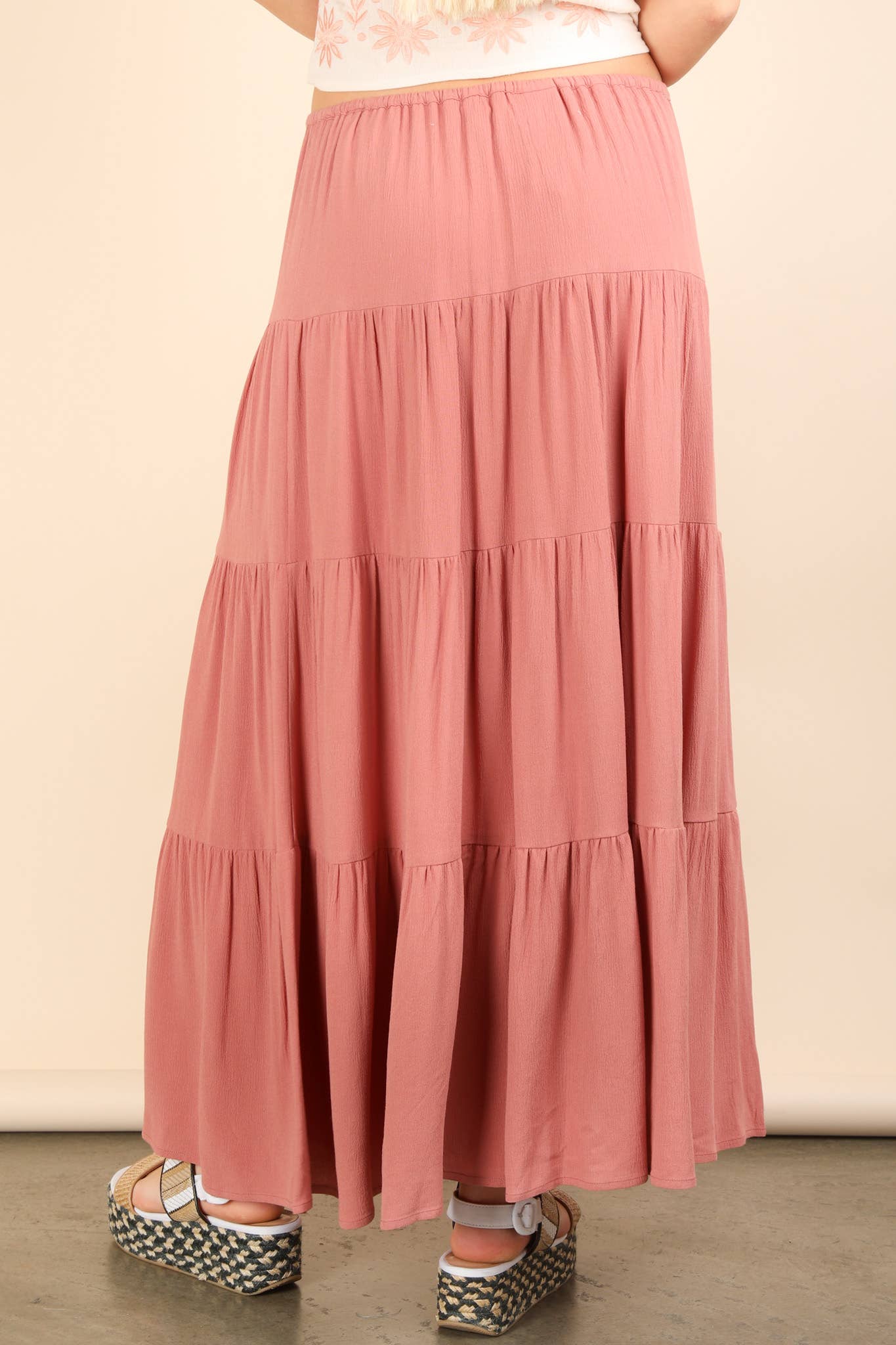 Tiered Layers Woven Midi Skirt