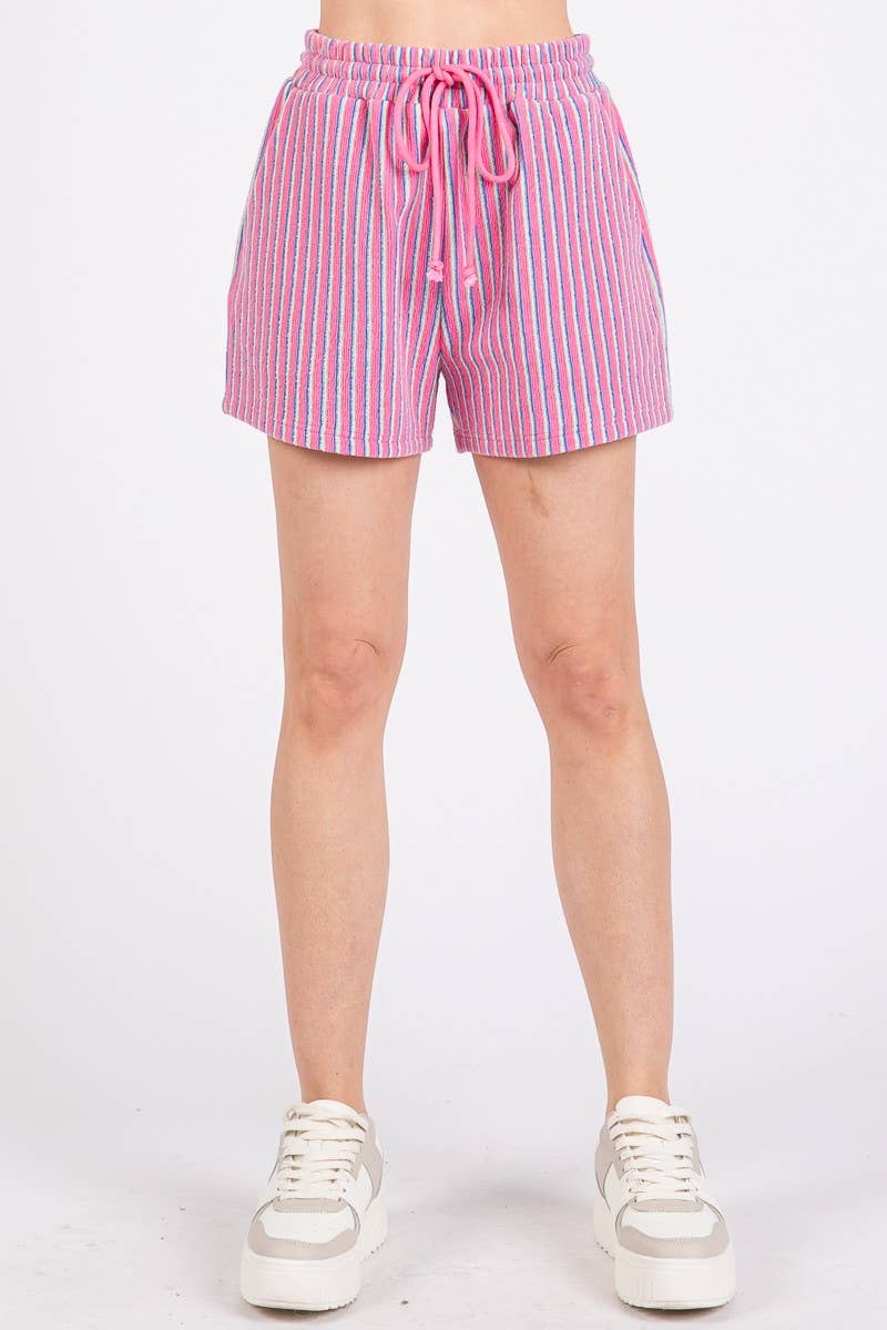 KNIT STRIPED PULLOVER AND SHORTS SETS
