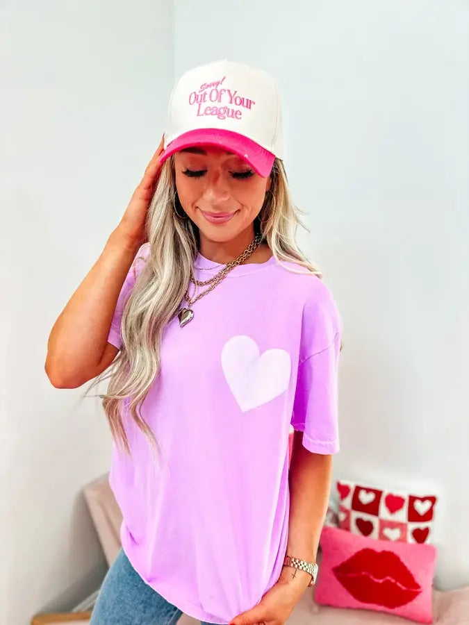 Heart Pocket Neon Violet Graphic Tee