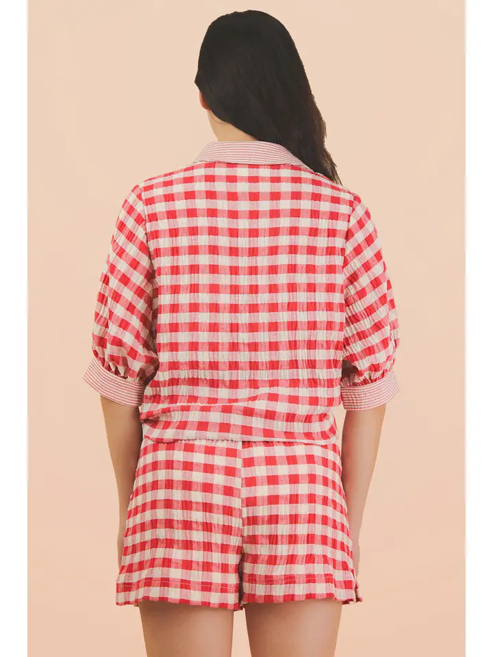 Checkered Shirt Top & Shorts Set
