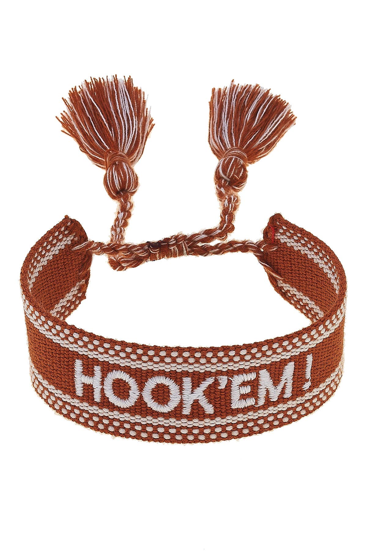 Texas Longhorns Woven Tassel Bracelet in Burnt Orange