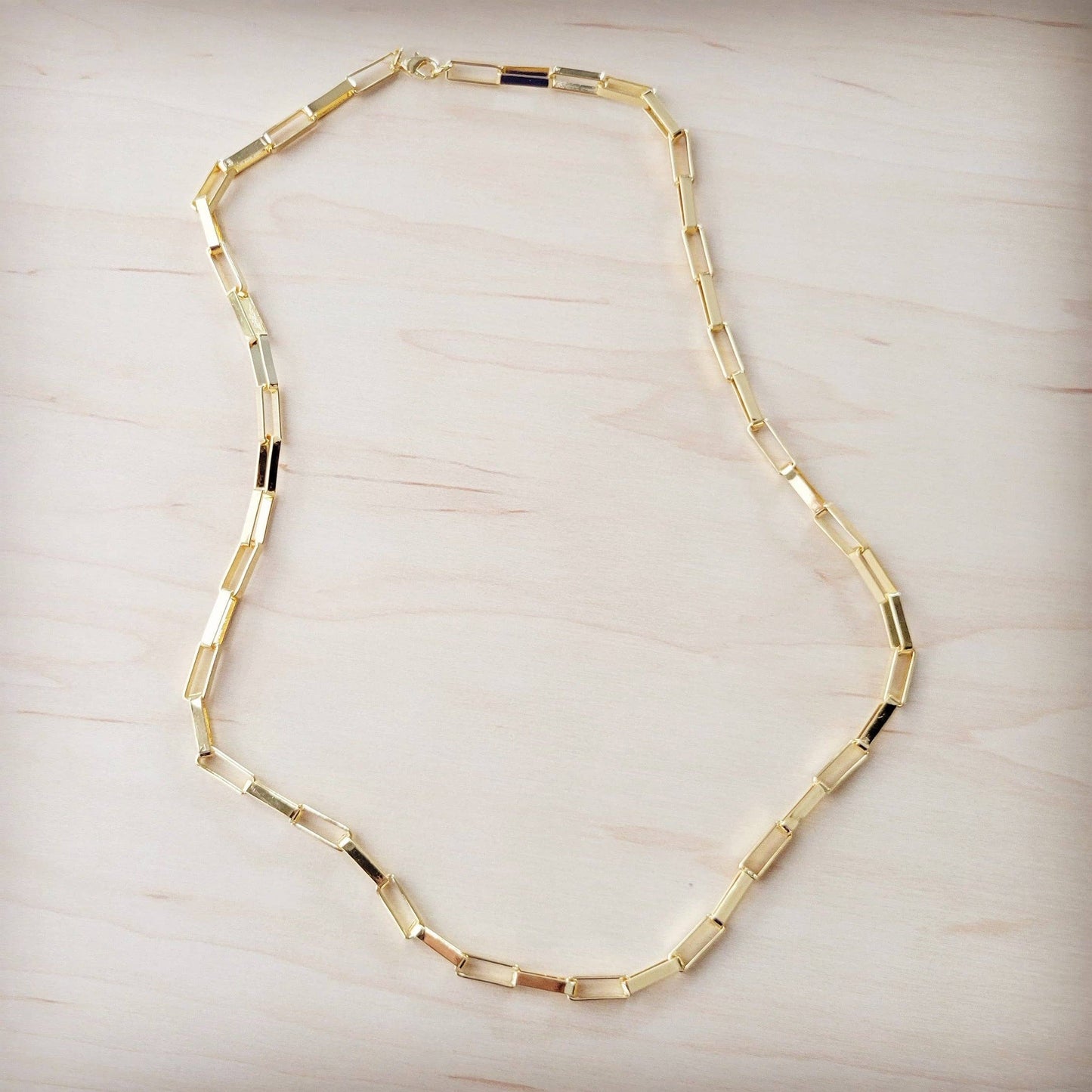 Gold Large Chain Link Layering Necklace 22"