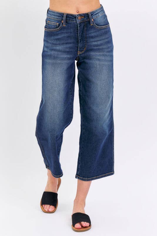 Mid-Rise Tummy Control Crop Wide Judy blue