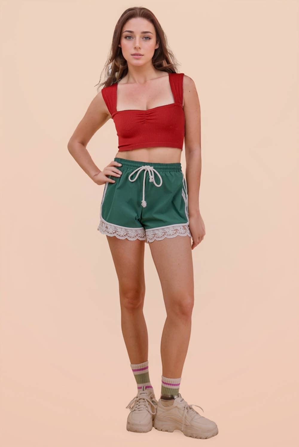 Lace Trim Activewear Shorts