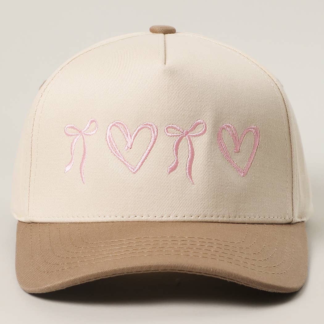 Sweet Hearts and Bows Embroidery Two-Tone Trucker Hat