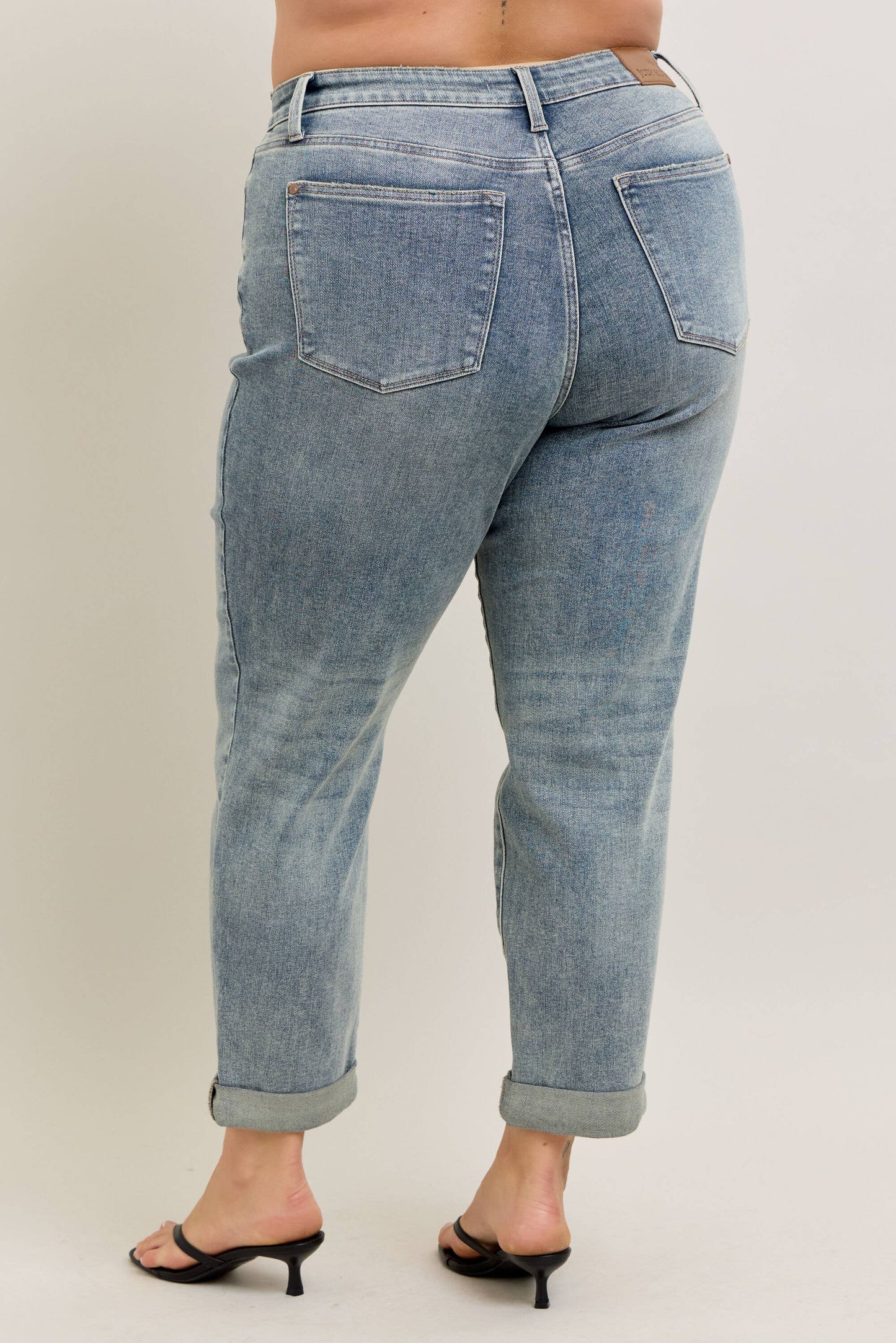 Vintage Wash Double Roll Cuff Boyfriend Judy Blue