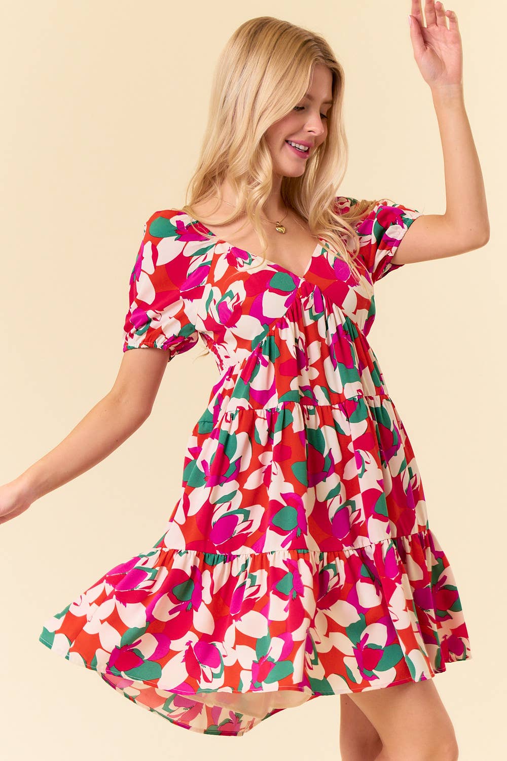 Floral Printed Smocked Back Mini Dress