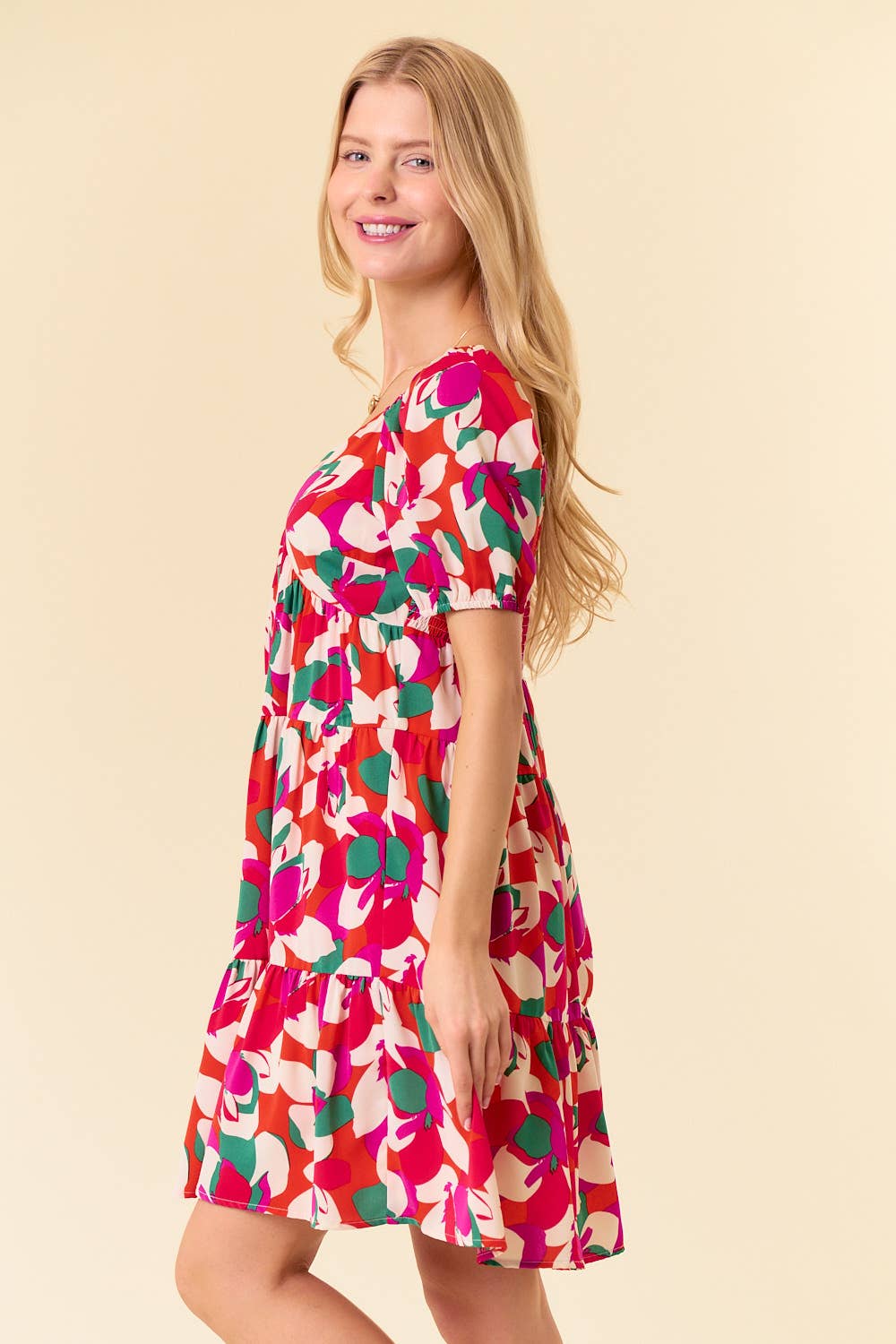 Floral Printed Smocked Back Mini Dress