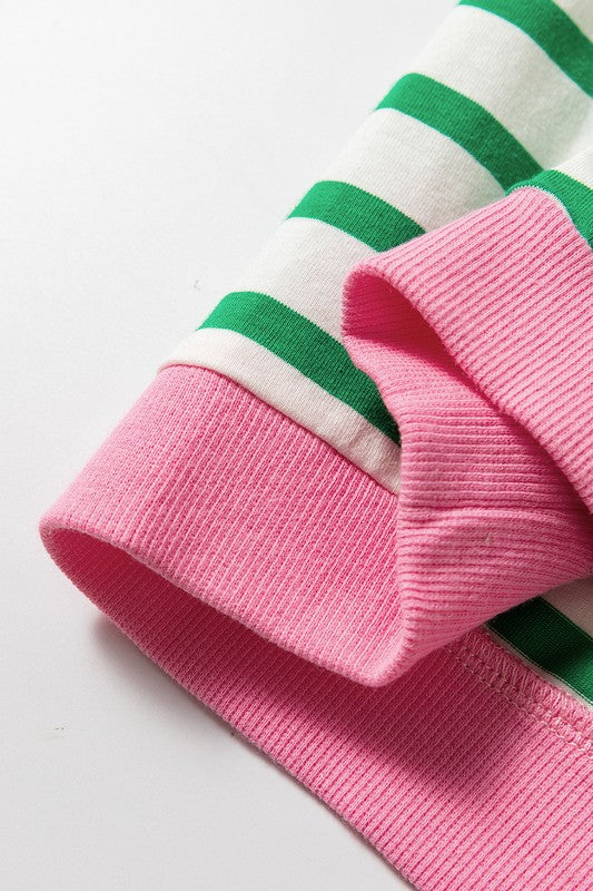 Cotton Stripe Drop shoulder Sweatshirt