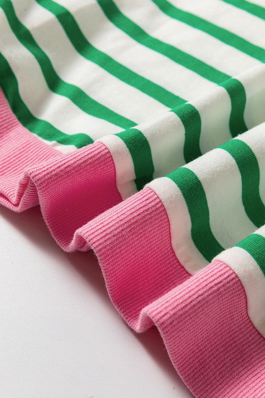 Cotton Stripe Drop shoulder Sweatshirt