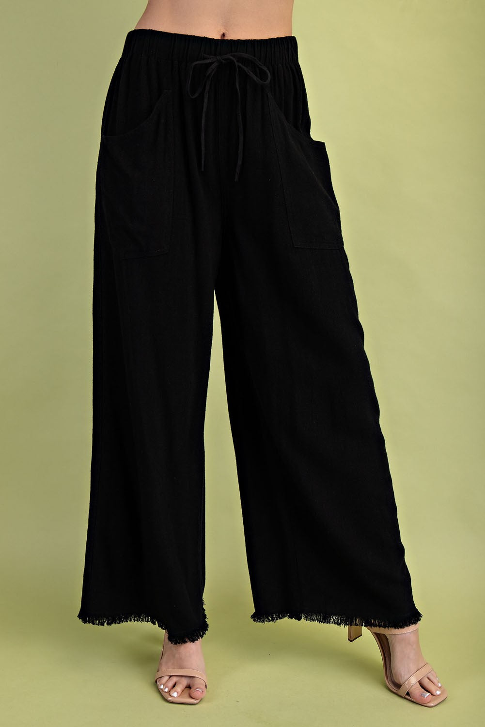 Frayed Cropped Wide Leg Pants