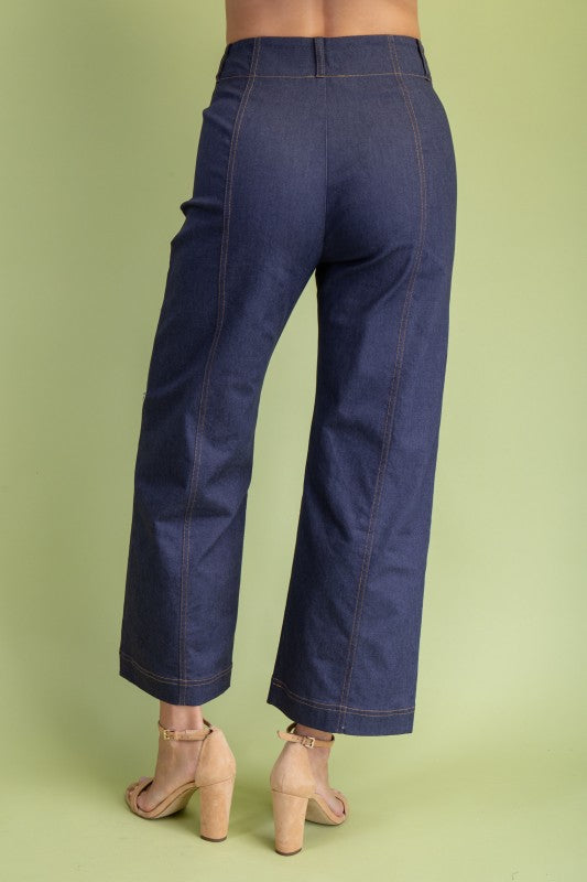 Ankle Cropped Exposed Zipper Pants