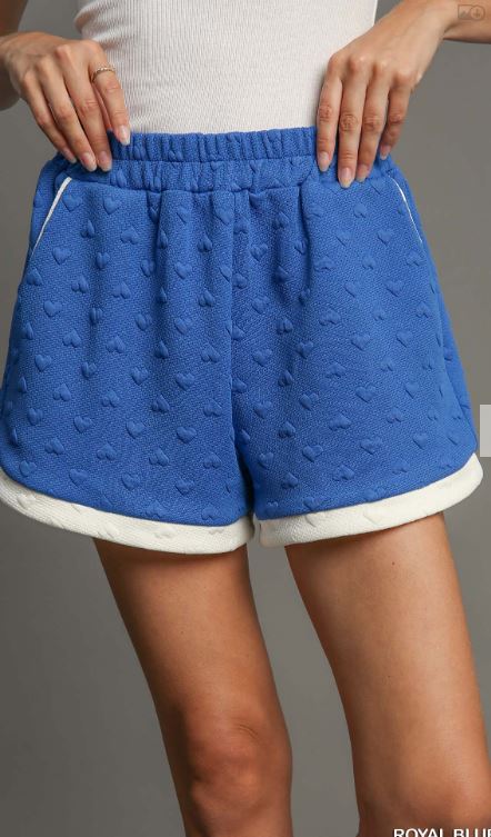 Heart Knit Jacquard Shorts with Contrast Detail & Side Pockets