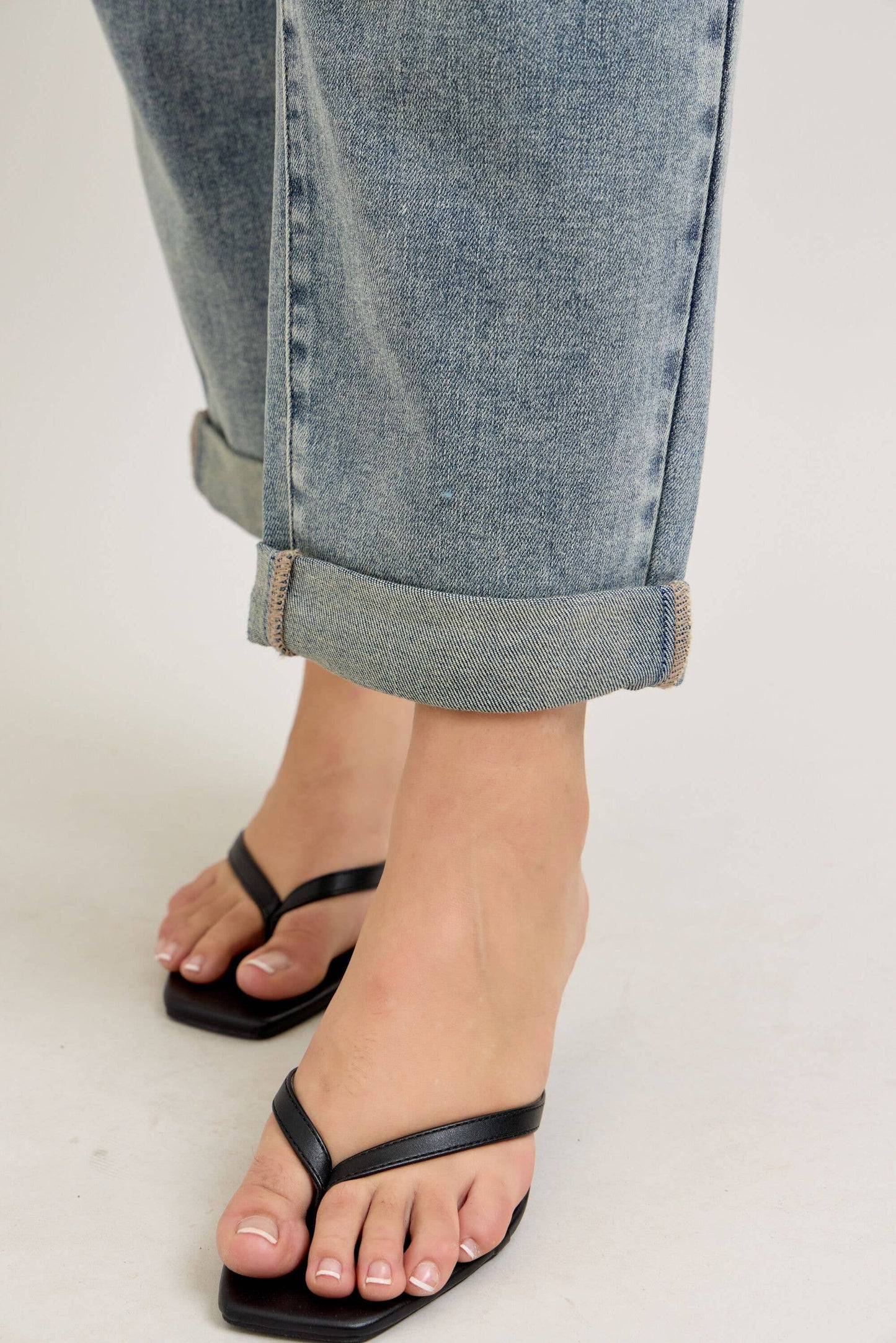 Vintage Wash Double Roll Cuff Boyfriend Judy Blue