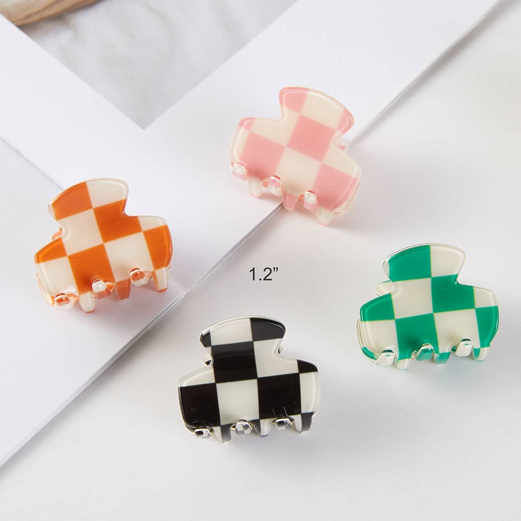 Checker Small Hair Claw Clip Set