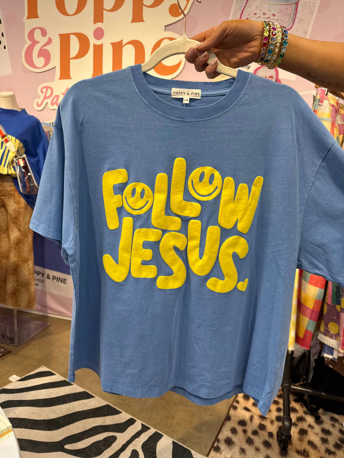 Smiley Follow Jesus Puff Ink Crop Tee