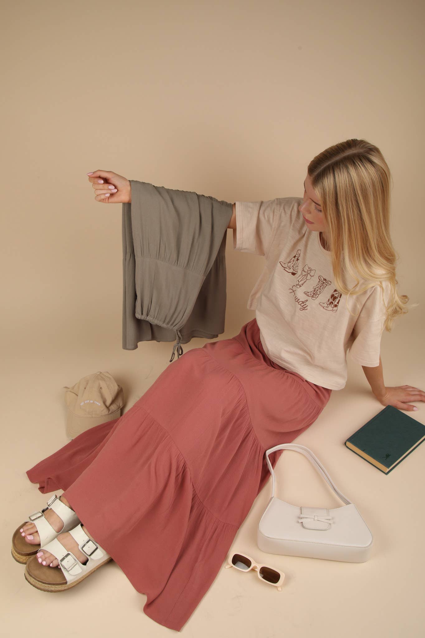 Tiered Layers Woven Midi Skirt