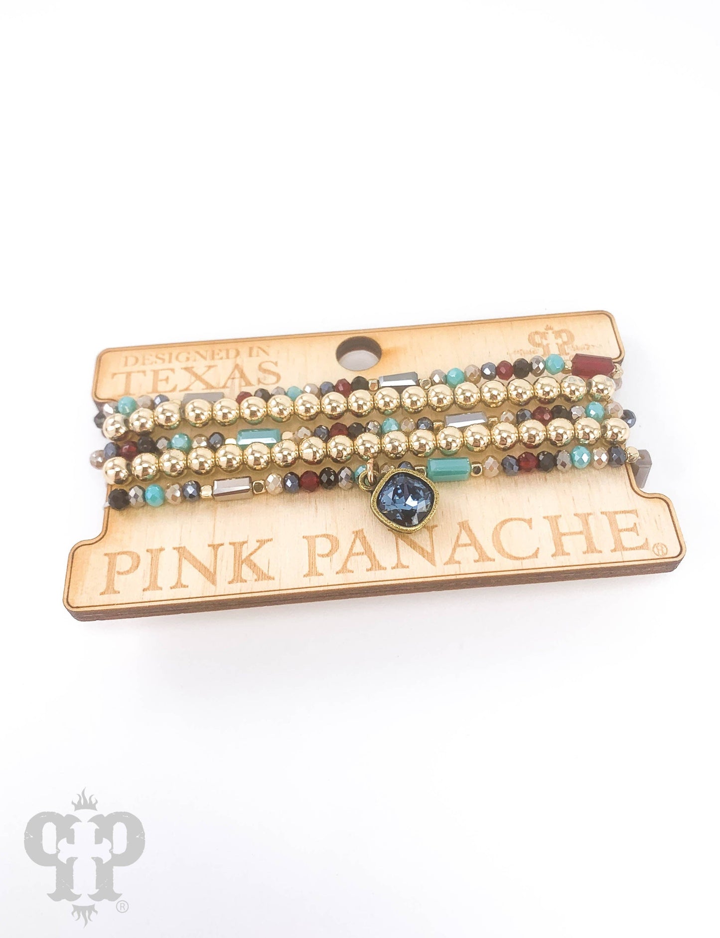 Austrian crystal and gold bead bracelet stack