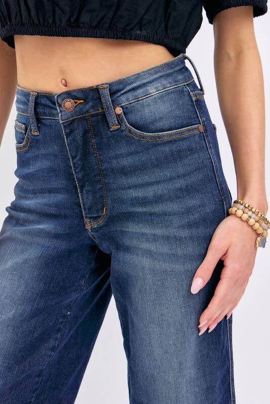Mid-Rise Tummy Control Crop Wide Judy blue