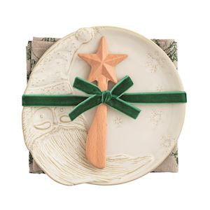 Santa & Moon White Christmas Appetizer Plate Set