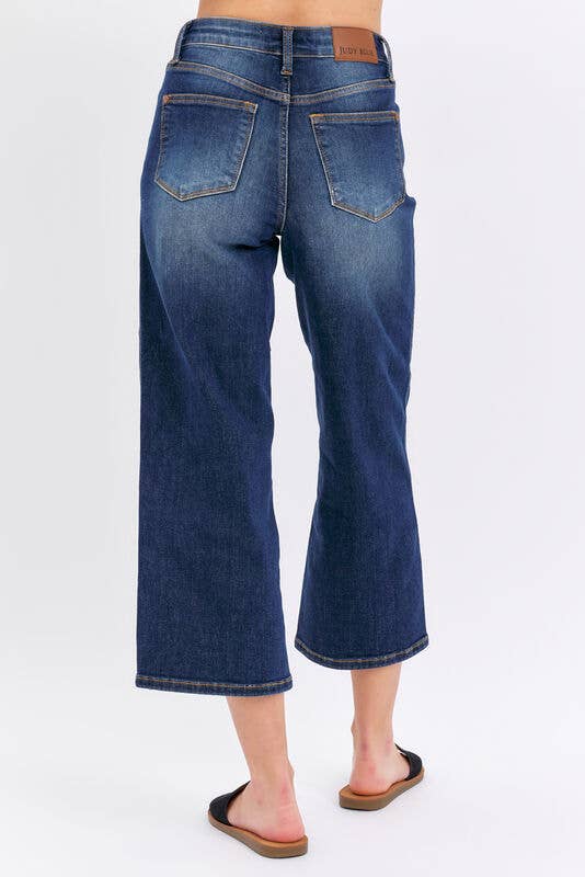 Mid-Rise Tummy Control Crop Wide Judy blue