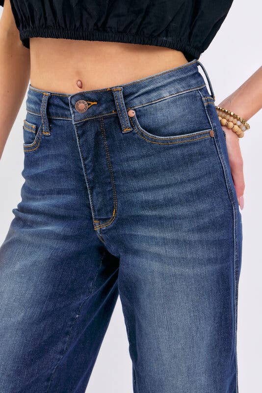 Mid-Rise Tummy Control Crop Wide Judy blue