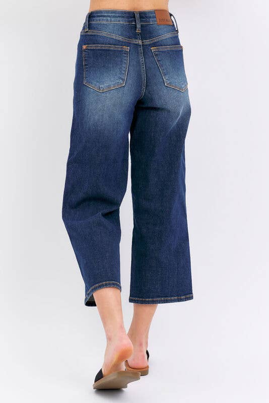 Mid-Rise Tummy Control Crop Wide Judy blue