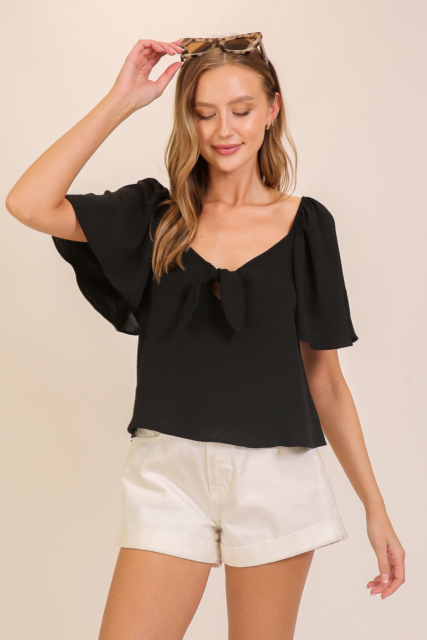 Front Tie Airflow Blouse