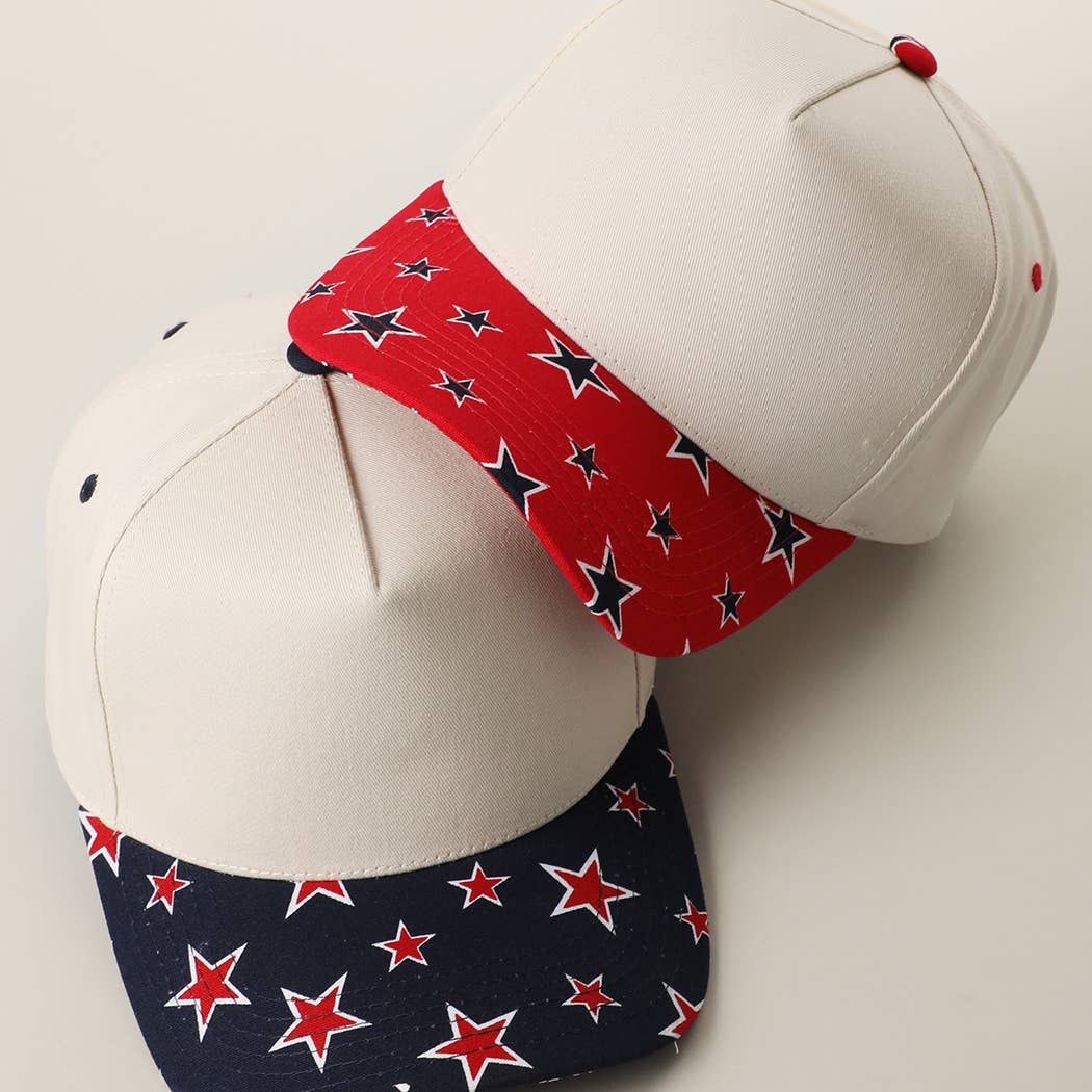 Star Print Brim Trucker Hat