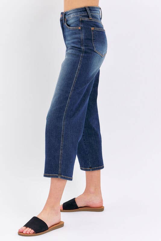 Mid-Rise Tummy Control Crop Wide Judy blue