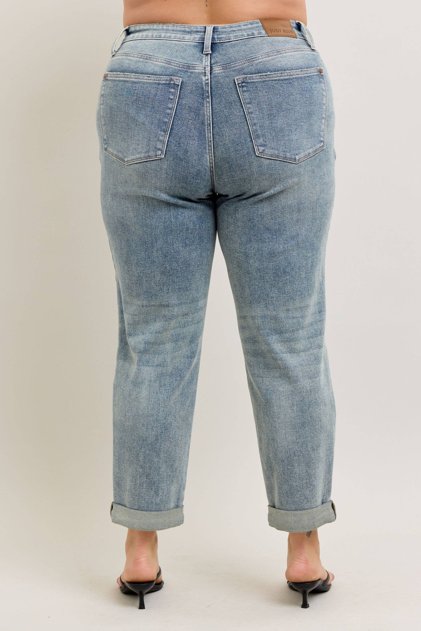 Vintage Wash Double Roll Cuff Boyfriend Judy Blue