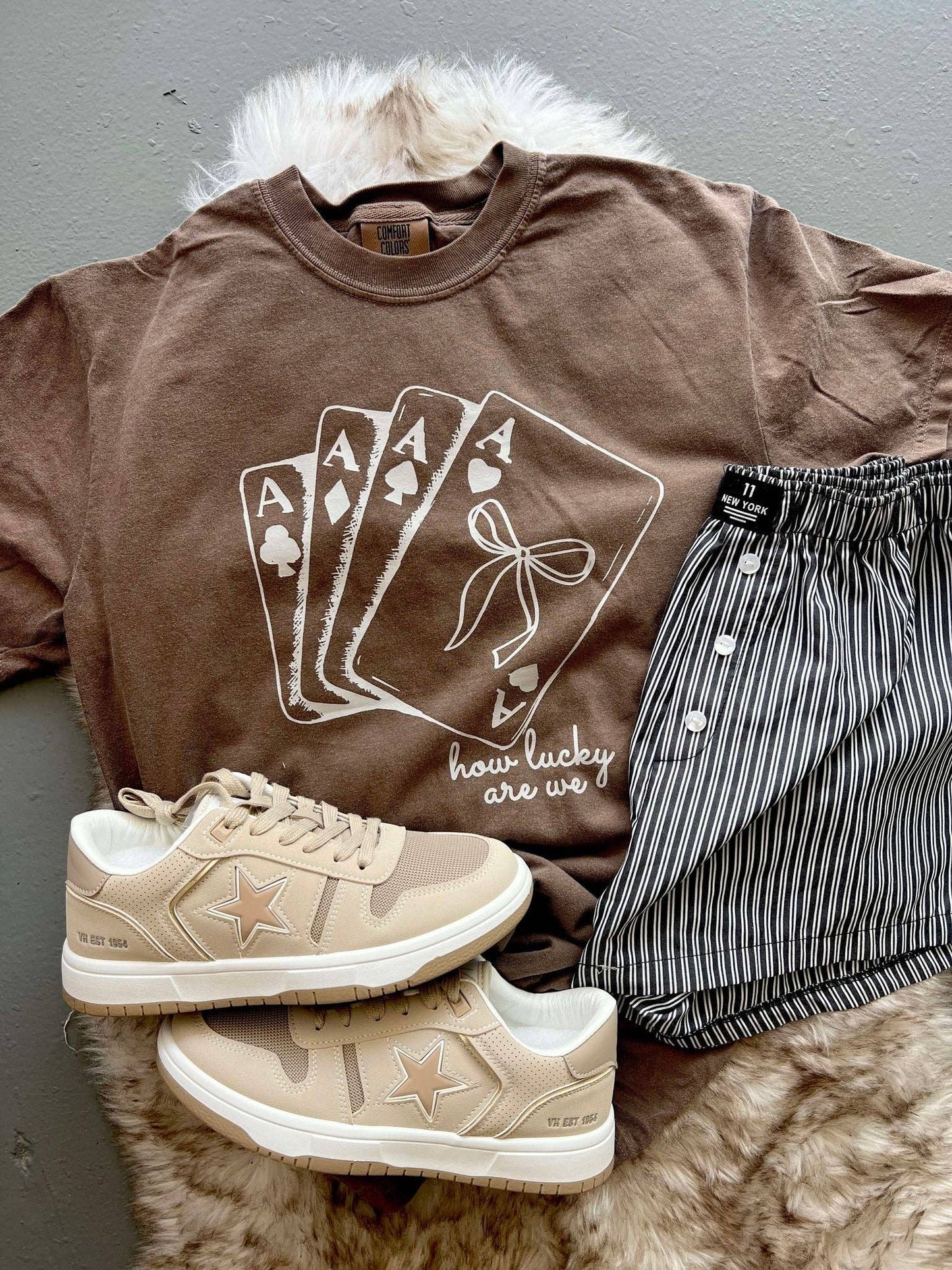 How Lucky Are We Coquette Cards Tee