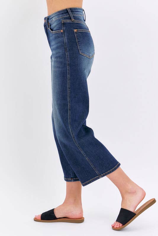 Mid-Rise Tummy Control Crop Wide Judy blue