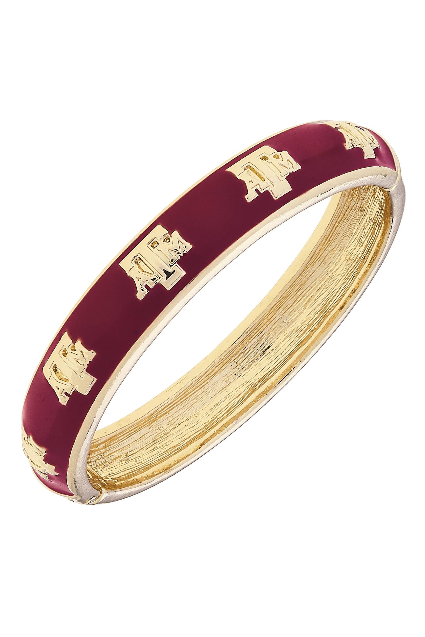 Texas A&M Aggies Sculpted Enamel Logo Hinge Bangle in Maroon