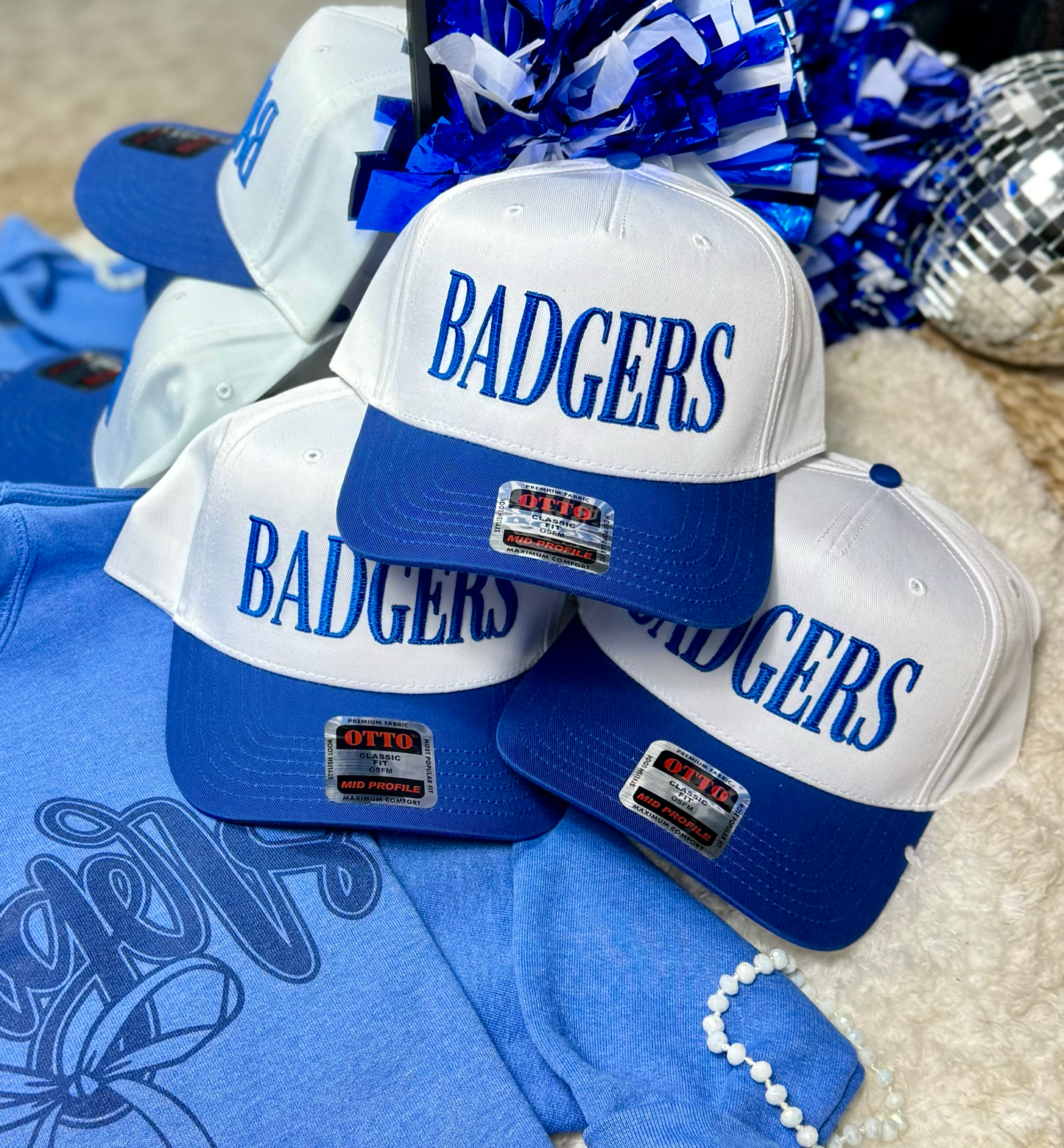 Badgers 3D Serif Embroidered Trucker Cap