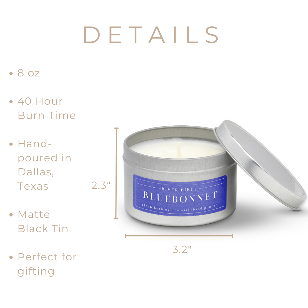 8oz Bluebonnet - Soy Candle - Silver Tin - Neutral