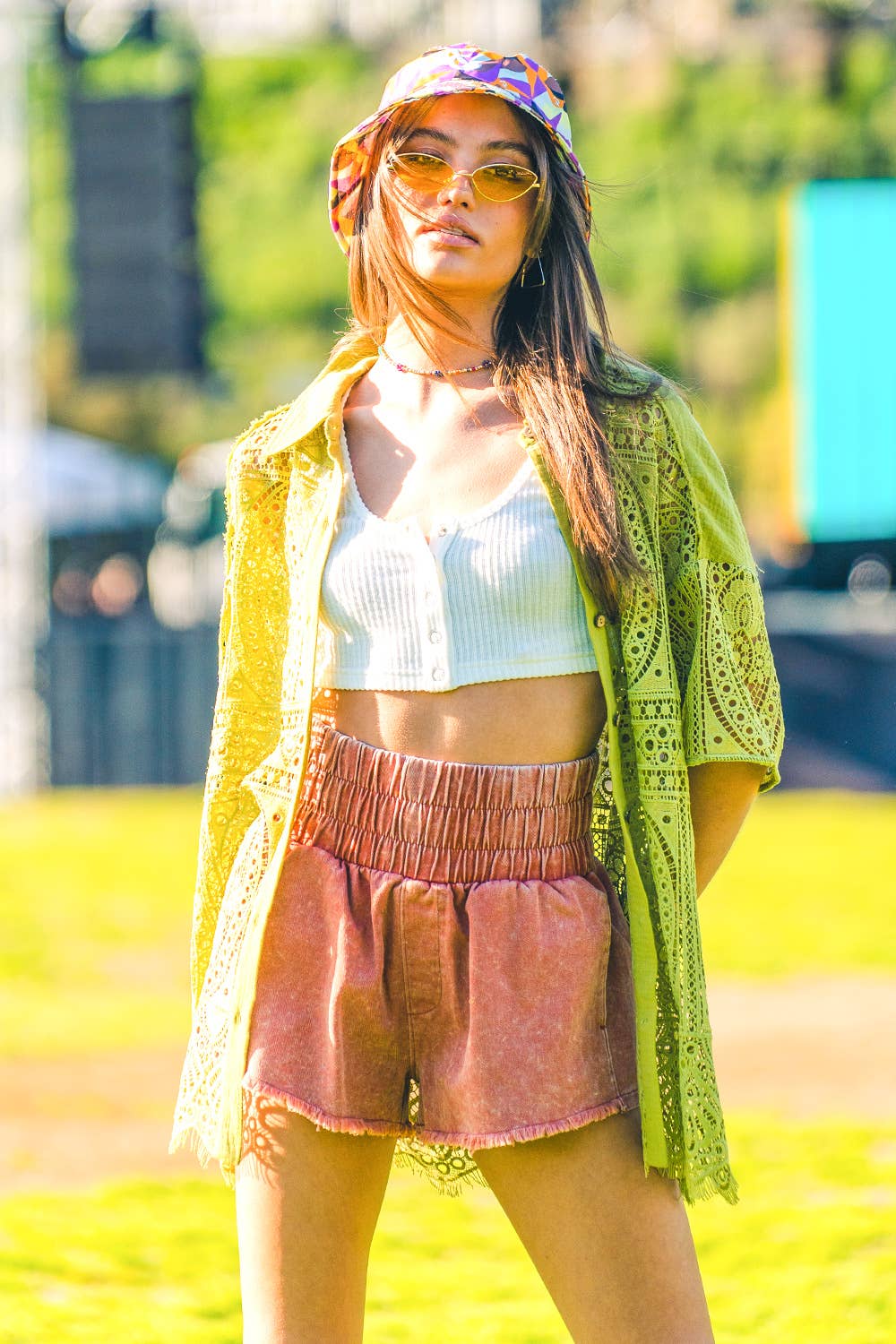 High-Waist Washed Twill Shorts
