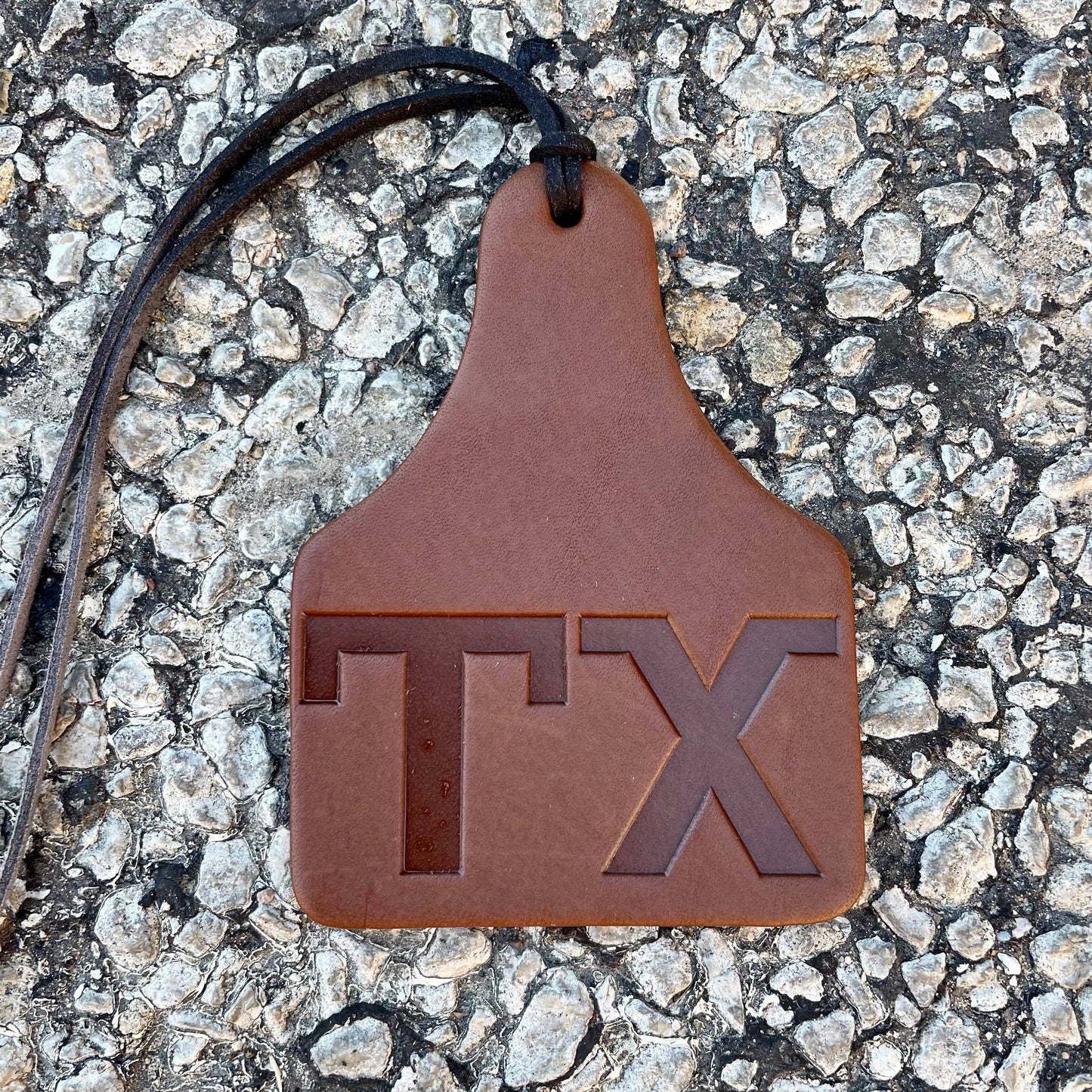 Cow Tag TX : Brown / Leather
