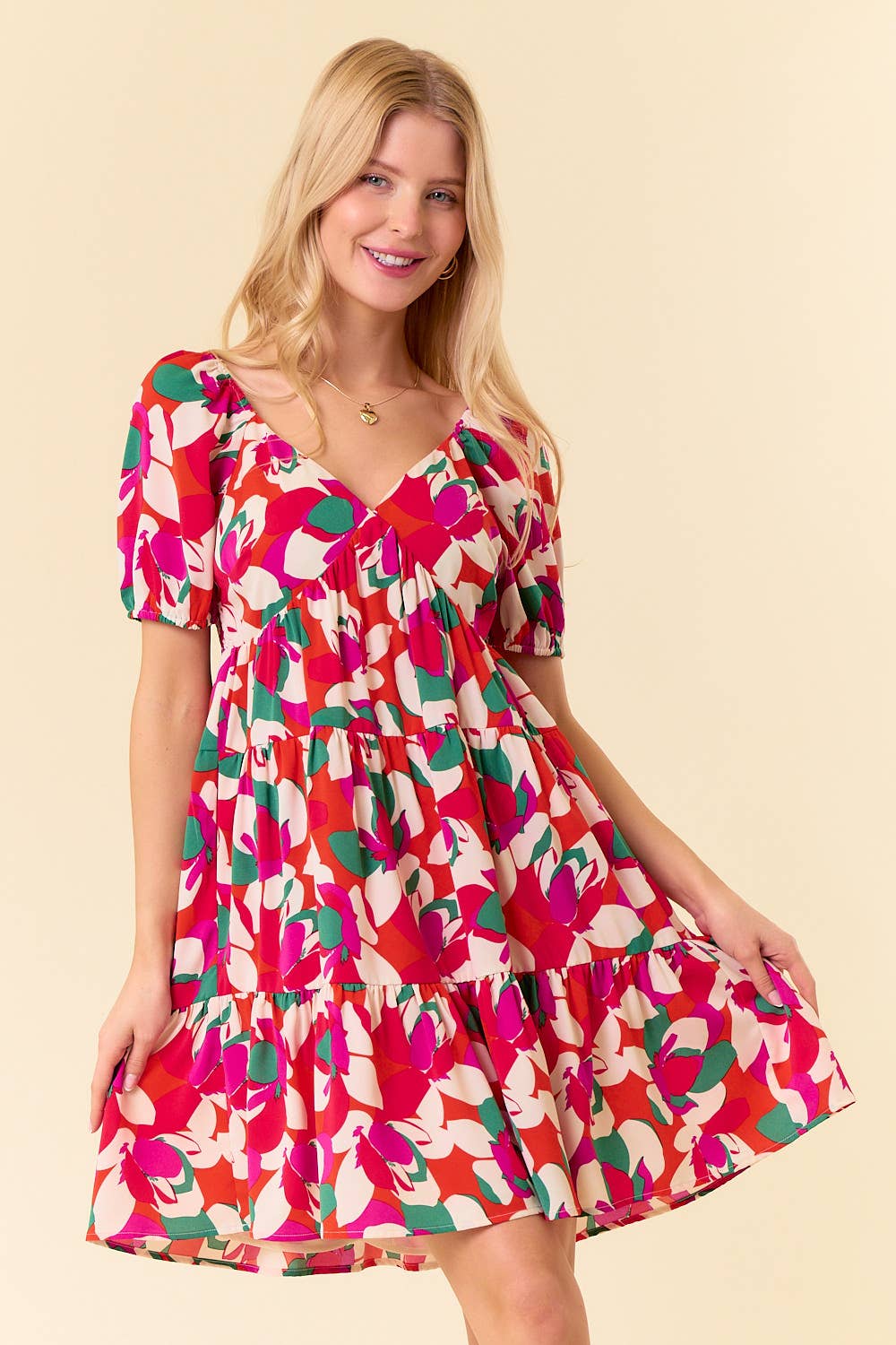 Floral Printed Smocked Back Mini Dress