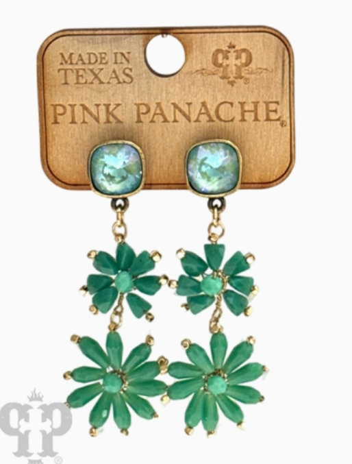 Green Flower Bead Earring