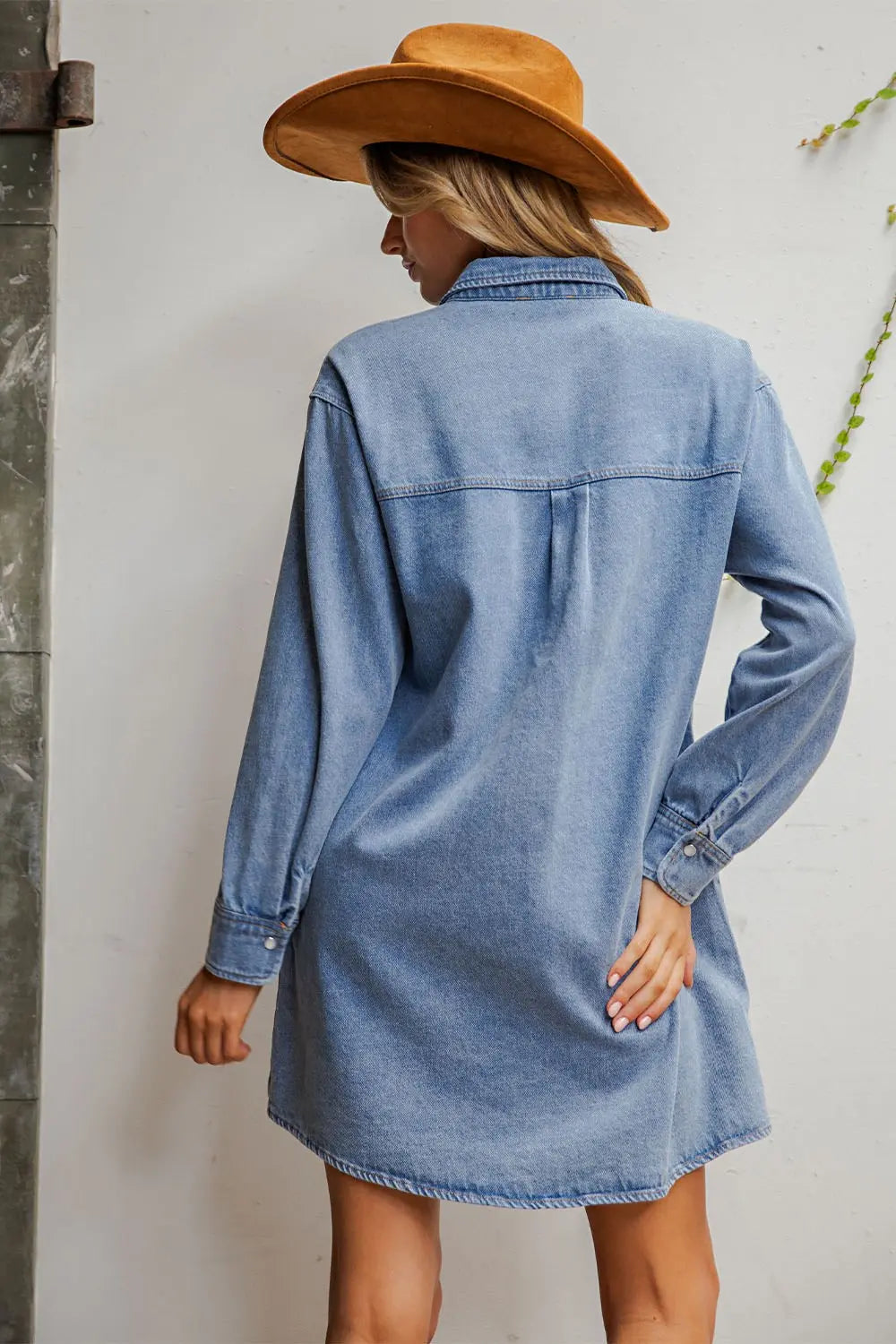 Mineral Washed embroidered Yoke Denim Dress