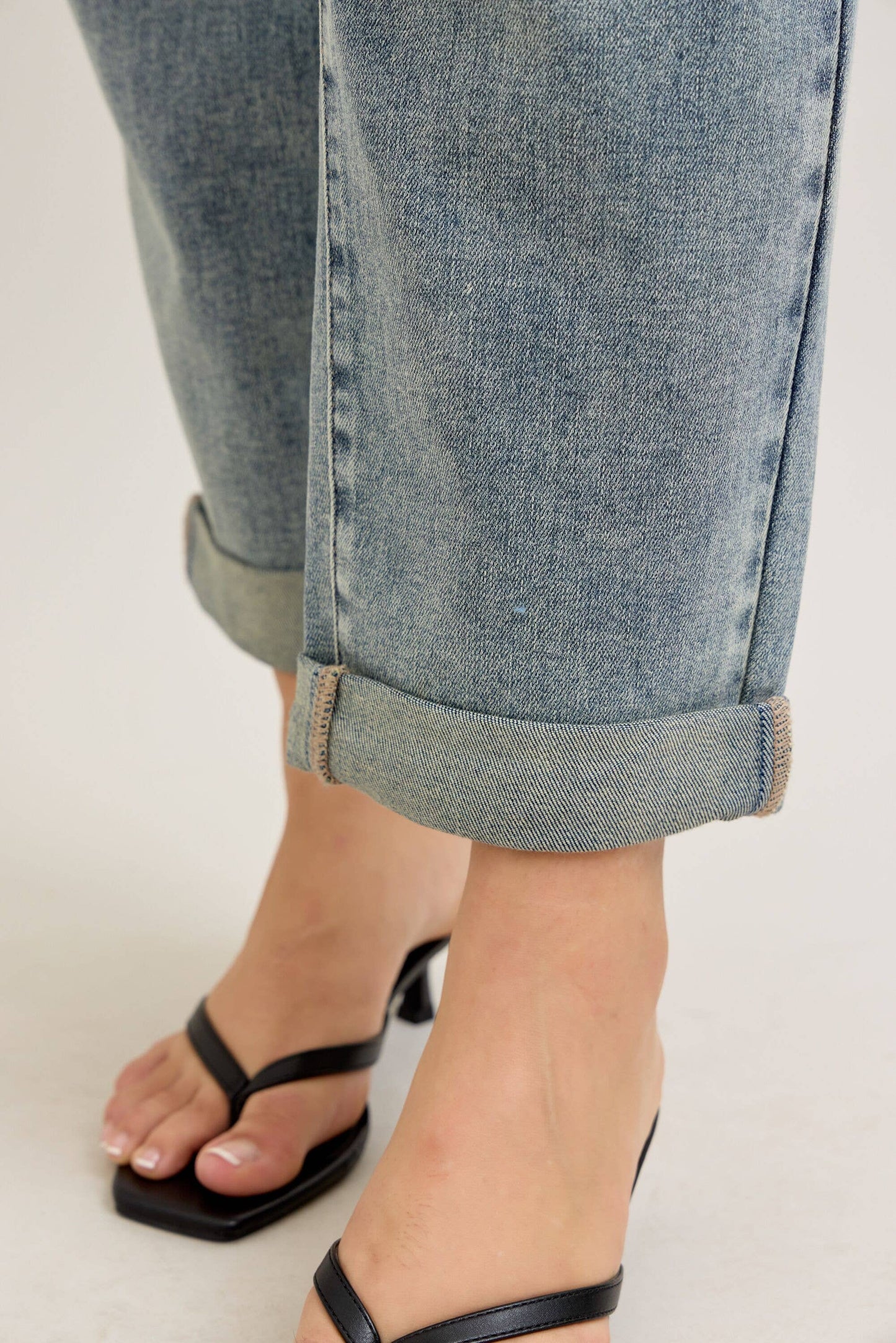 Vintage Wash Double Roll Cuff Boyfriend Judy Blue