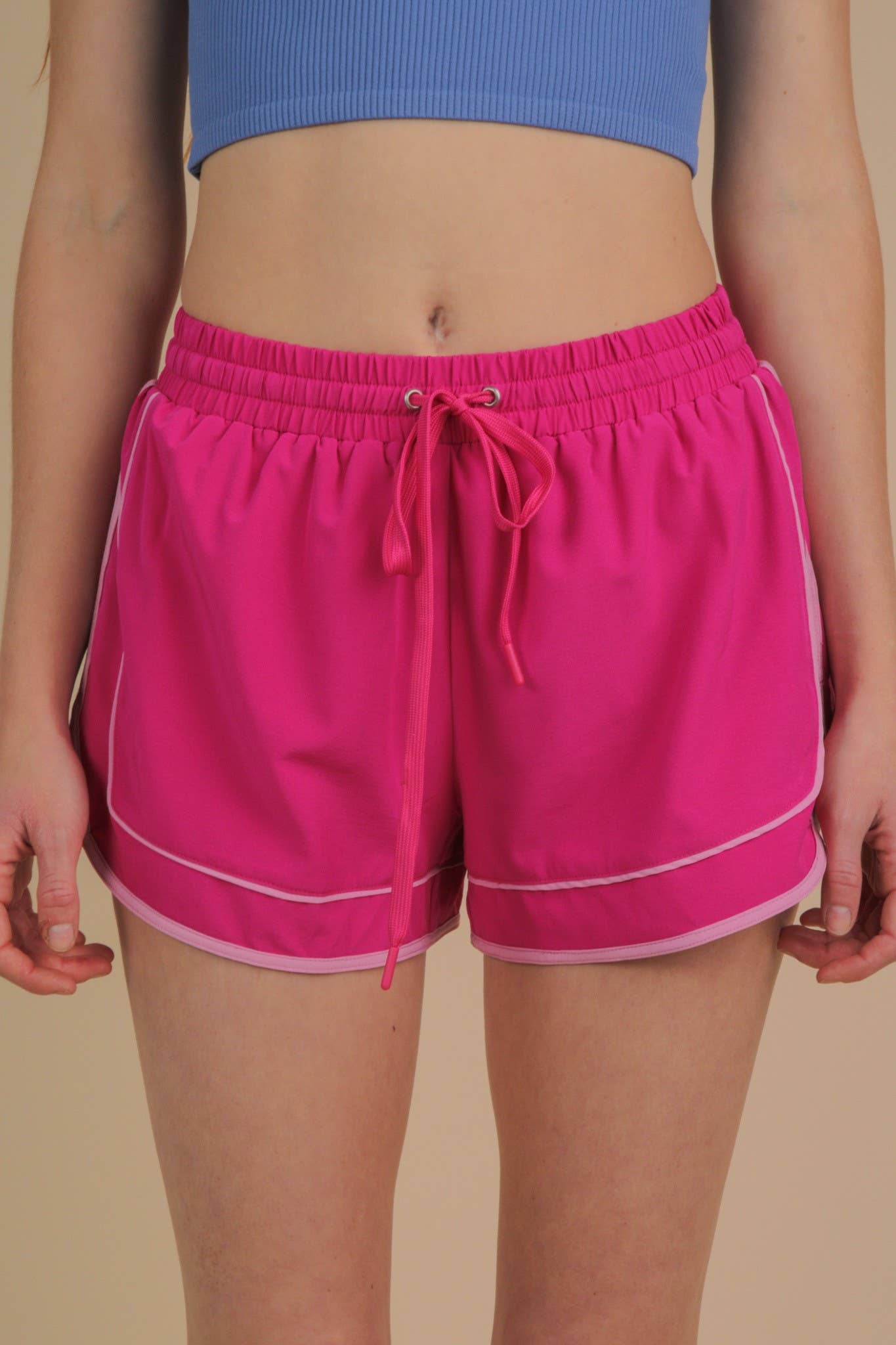 Two Tone Activewear Shorts W/ Lining