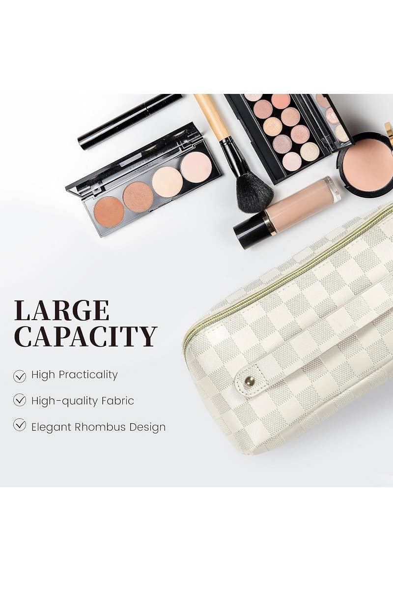 Leather Checkered Makeup Bag