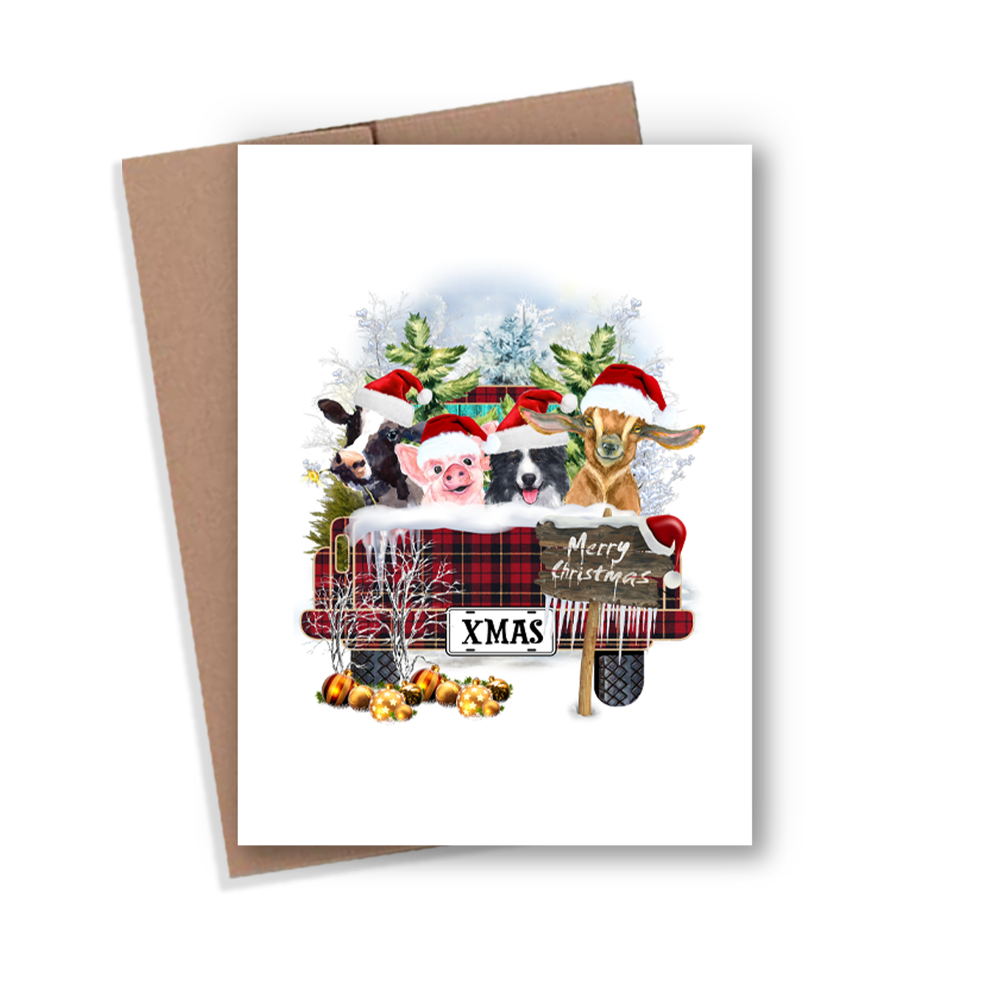 Merry Christmas Farm Animals Card
