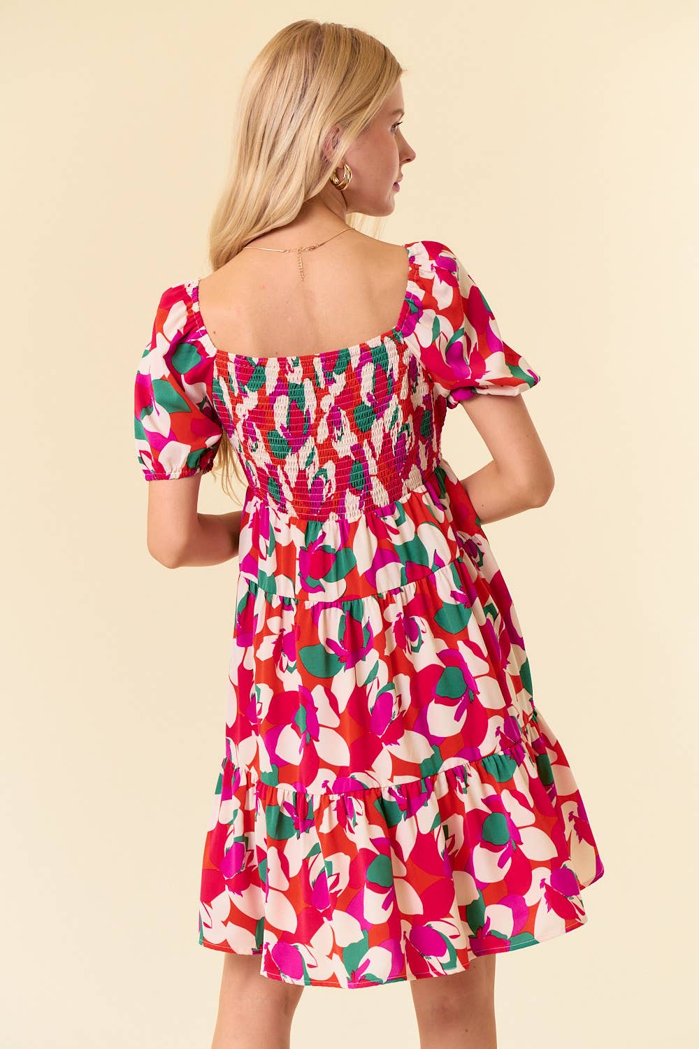 Floral Printed Smocked Back Mini Dress