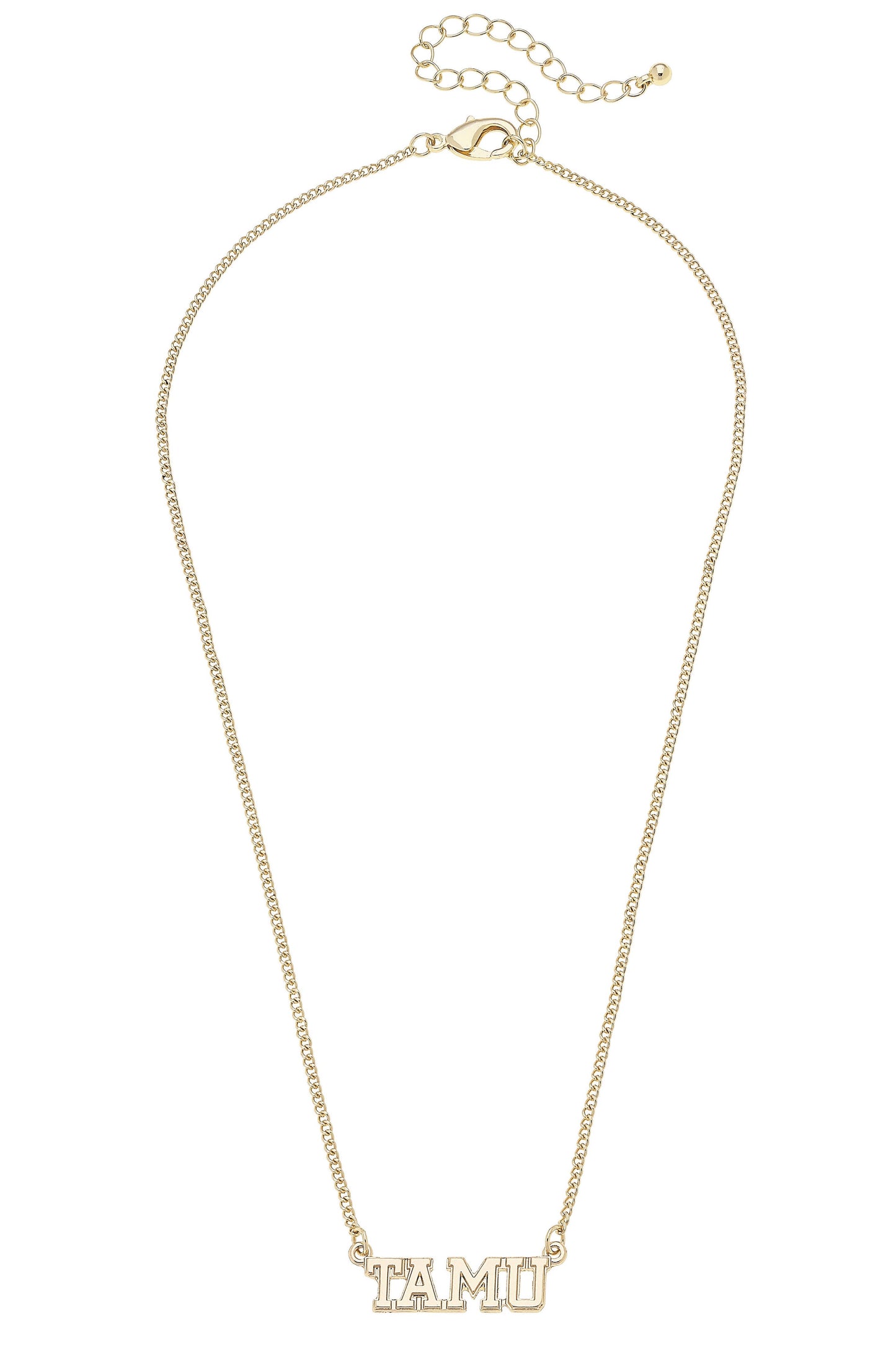 Texas A&M Aggies Varsity Outline Necklace in Shiny Gold
