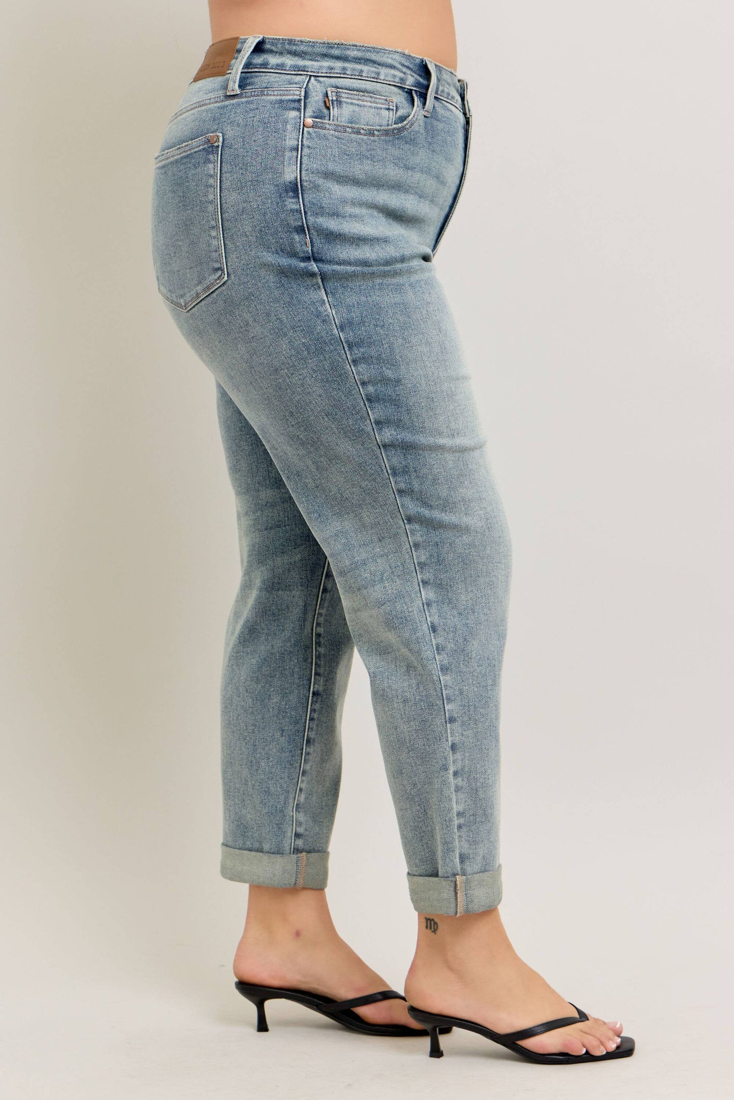 Vintage Wash Double Roll Cuff Boyfriend Judy Blue